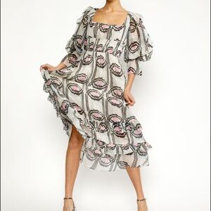 Cynthia Rowley Smocked Ruffle Dress Medium